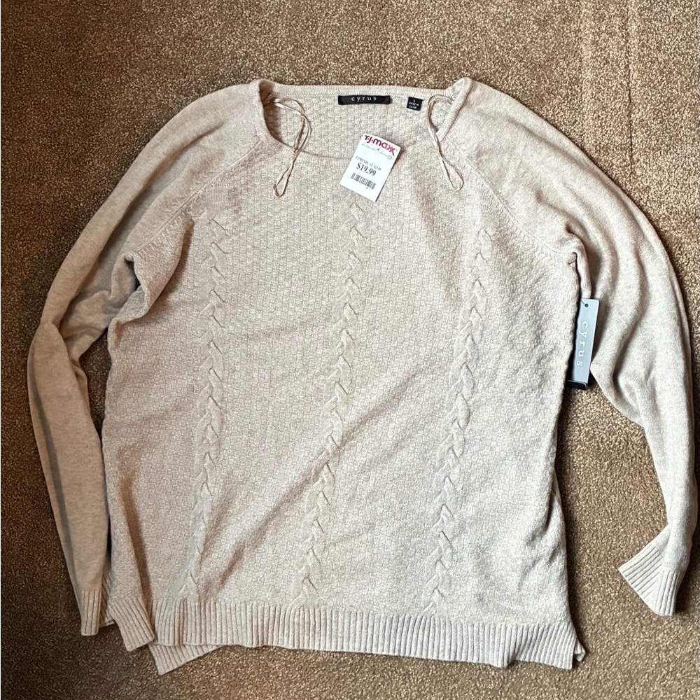 Cyrus Light Beige Crew Neck Sweater